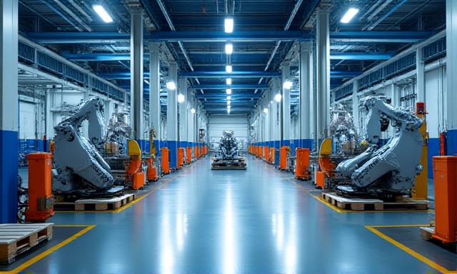 Automated manufacturing facility with shipping area
