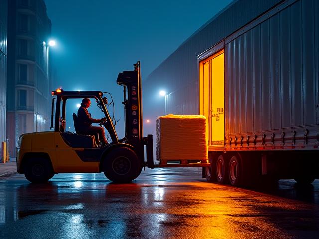 Palletized retail returns on a commercial loading dock